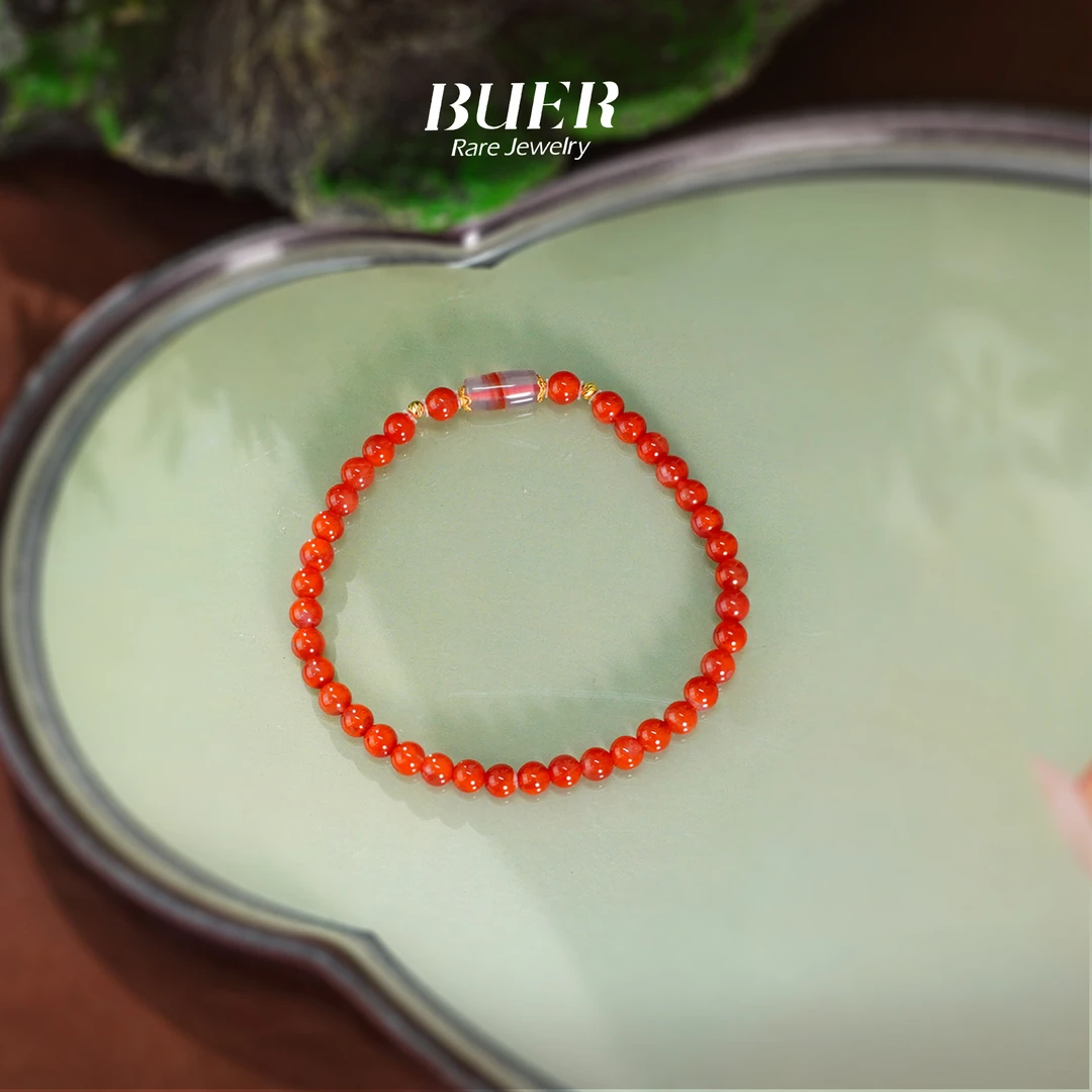 【不二】一线珠珠南红18K金DIY手串4mm±（多样性发）