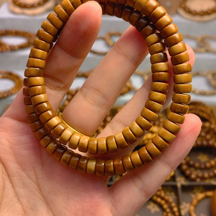 果皮天然库克精挑药片珠4*7双圈男女通用手串