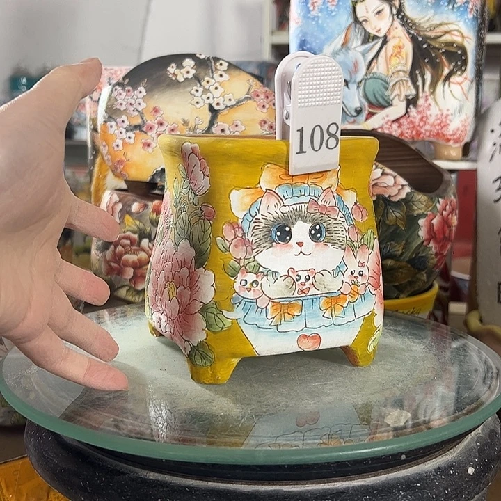 满38包邮景德镇手绘花盆