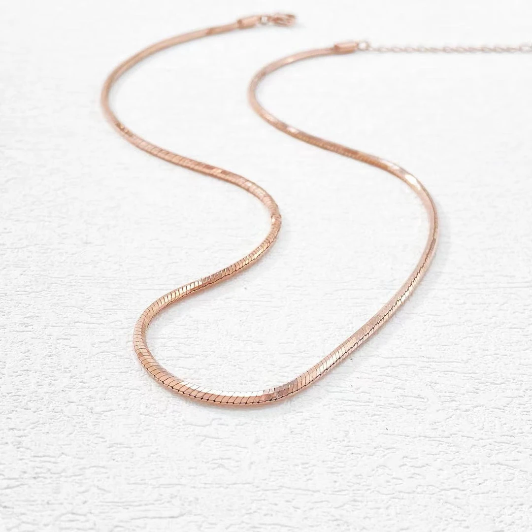 钛钢项链 木木（AQ1465）  45厘米 玫瑰色蛇骨链项链