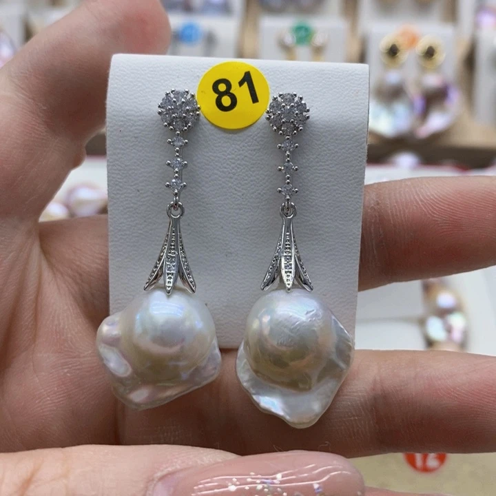 银S925镶嵌淡水珍珠耳饰