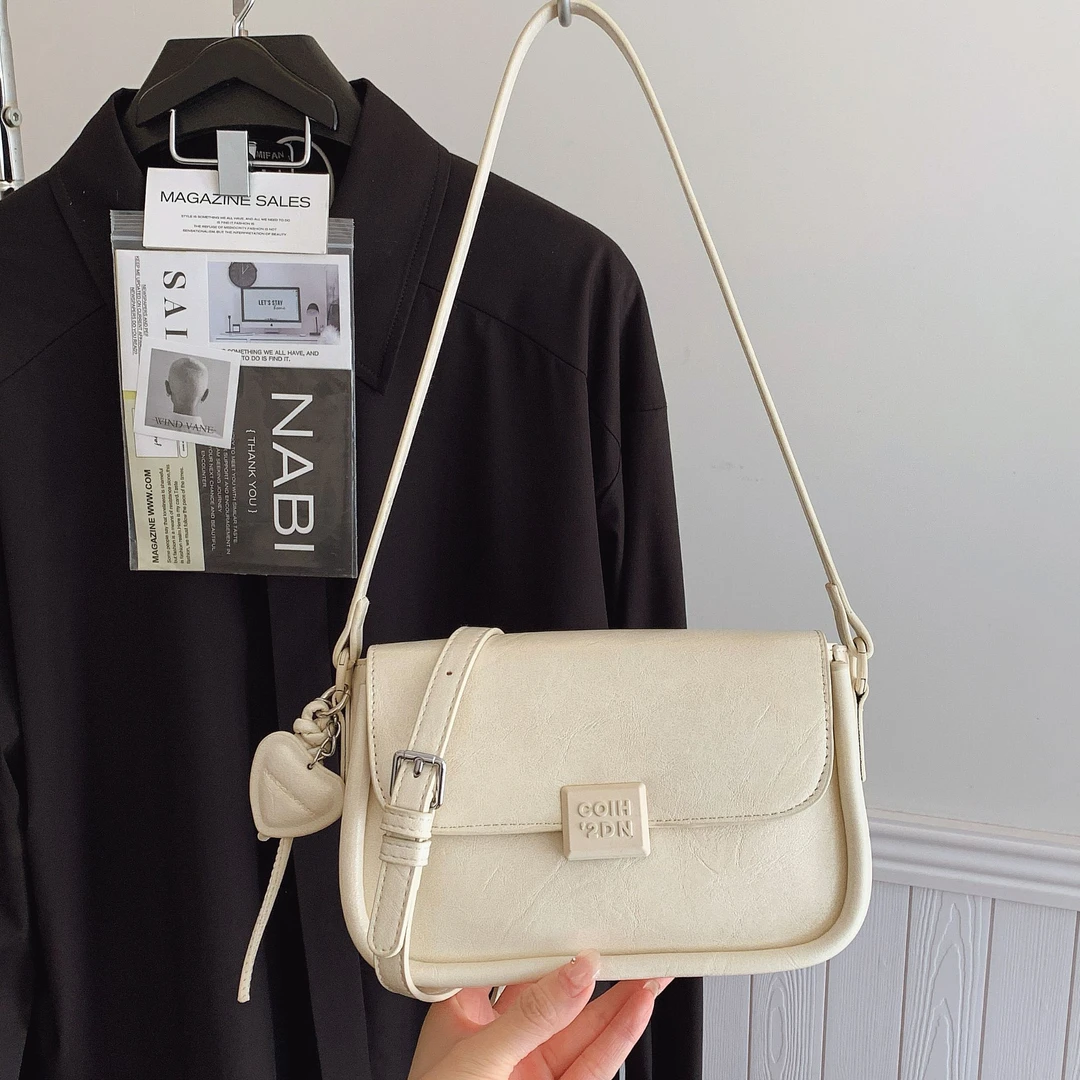 小众质感复古小方包2025新款奶油白色单肩包韩版百搭斜挎小包