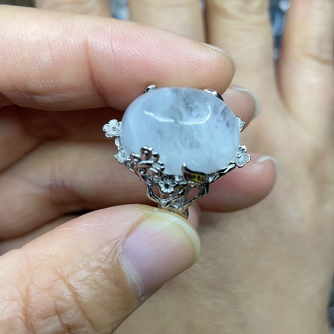 【闪购商品】银S925镶嵌珠宝半成品水晶戒指