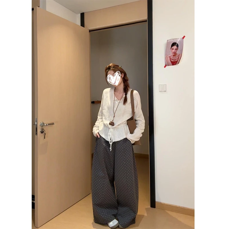 淡颜系早秋款奶油系设计感收腰绑带针织开衫上衣镂空设计感百搭女