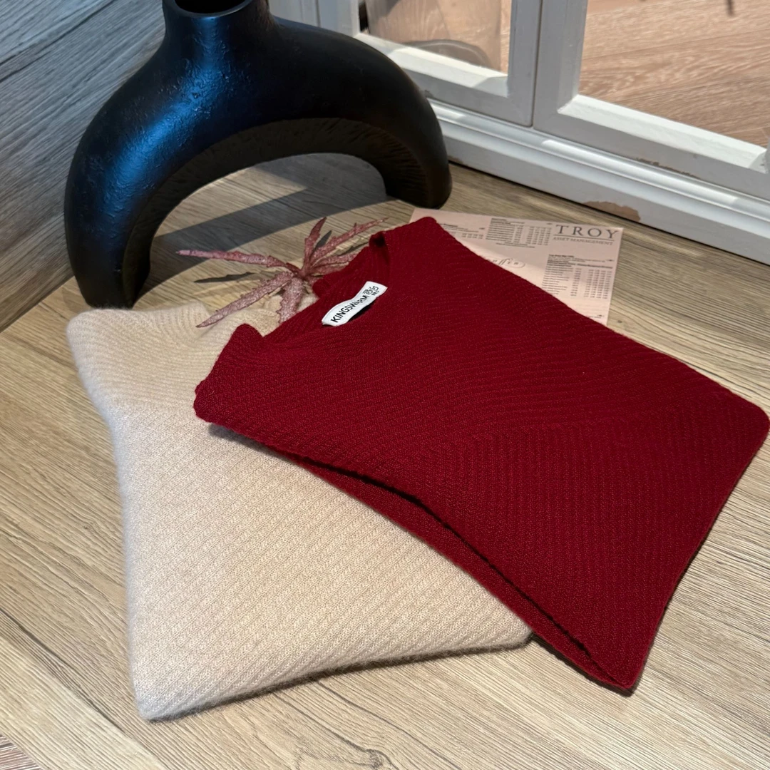 Gaishery【时尚斜纹半高领羊绒衫】100山羊绒