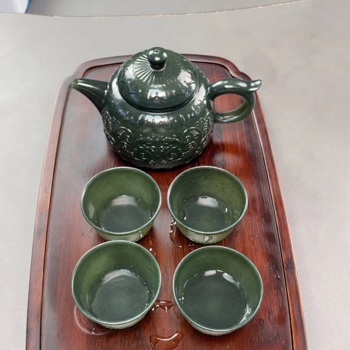 和田玉未镶嵌摆件和田玉茶具未镶嵌