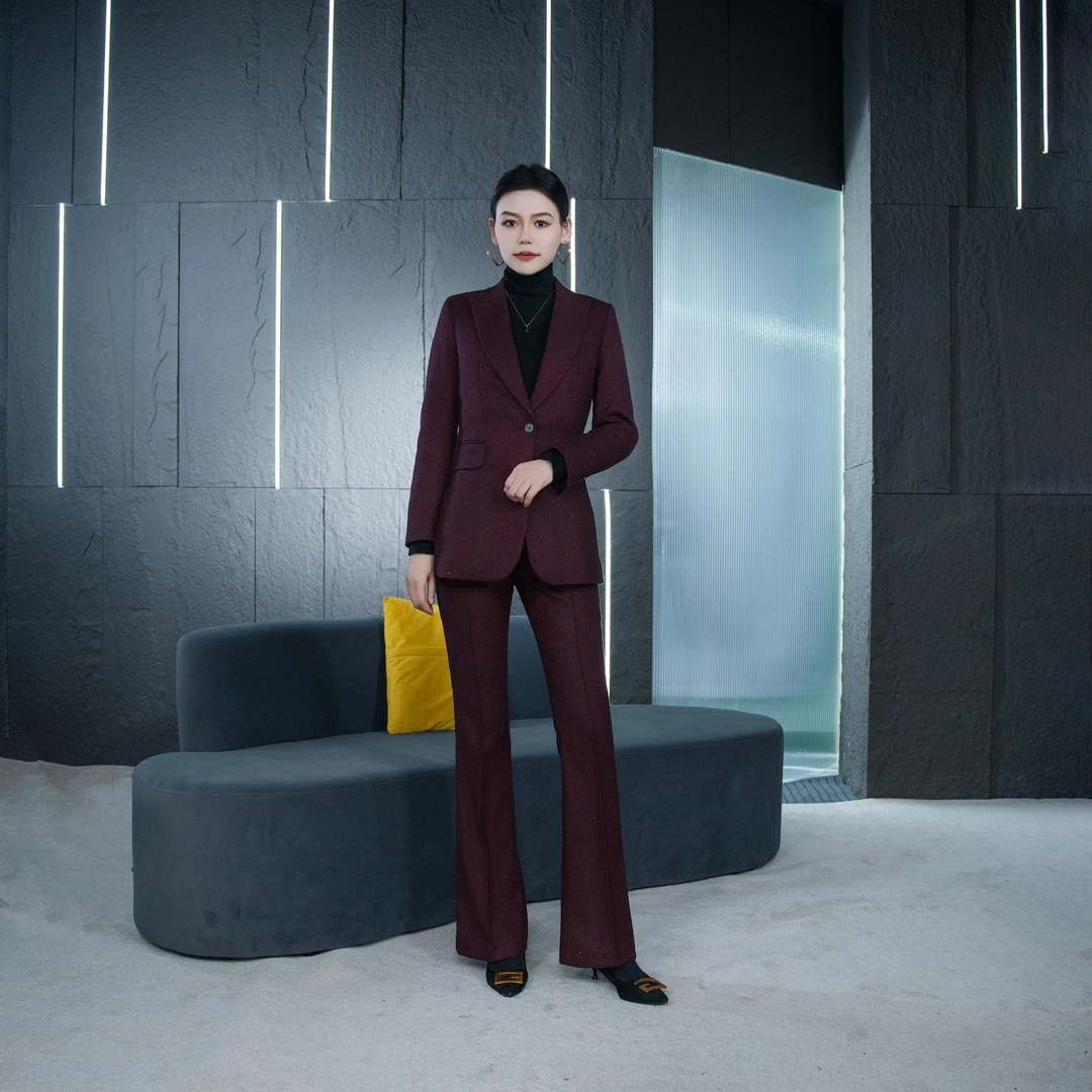 【丽爷】Y8-11安可拉锈红春秋款西装套装