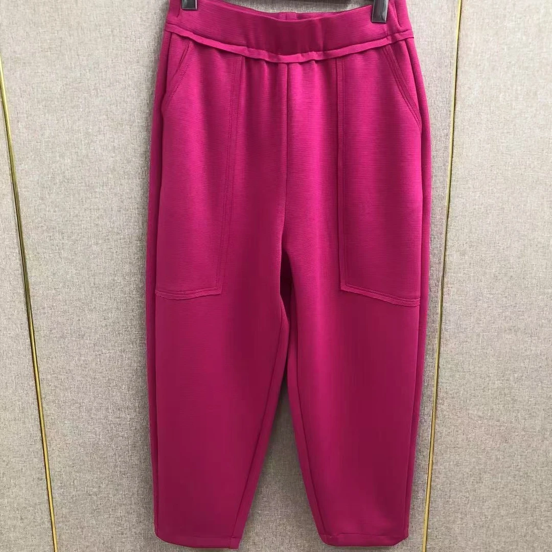 25326 显瘦遮肉新款休闲显瘦百搭宽松松紧腰大码九分4色哈伦裤