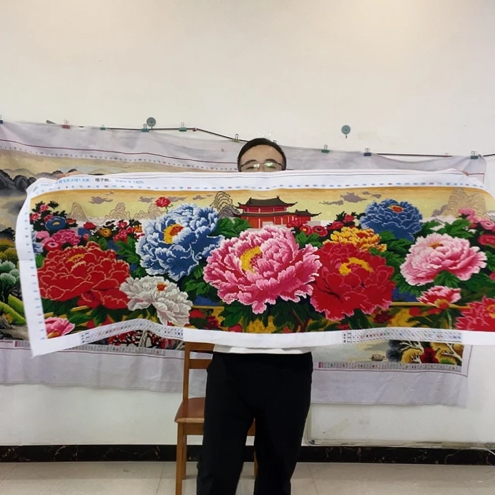 棉手工十字绣成品国色天香花开富贵盛世牡丹