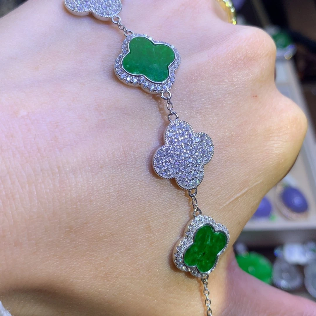 翡翠戒指银S925镶嵌翡翠