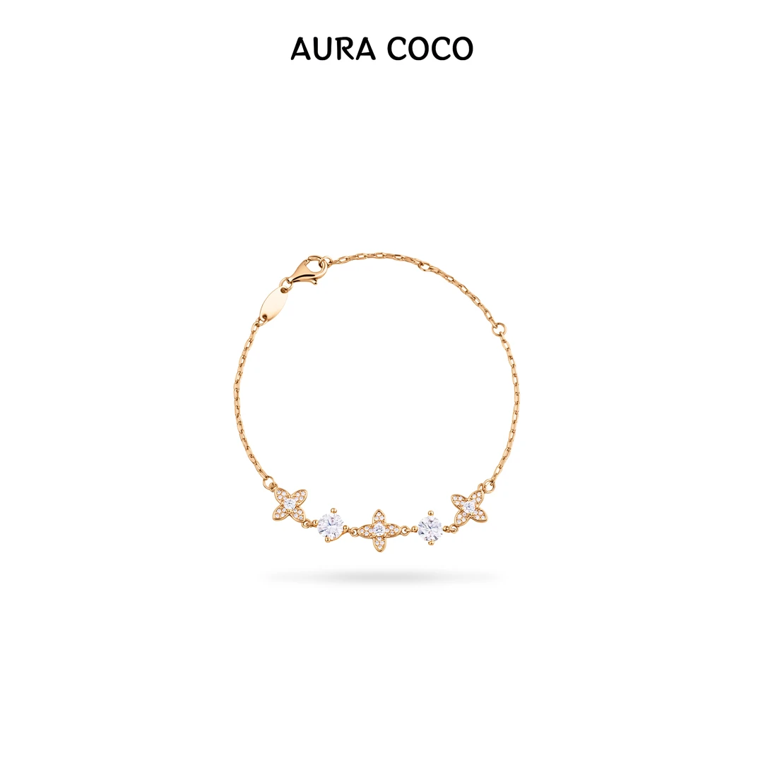 COCO高定 镀K金 经典轻奢简约百搭四叶泡泡手链A0501