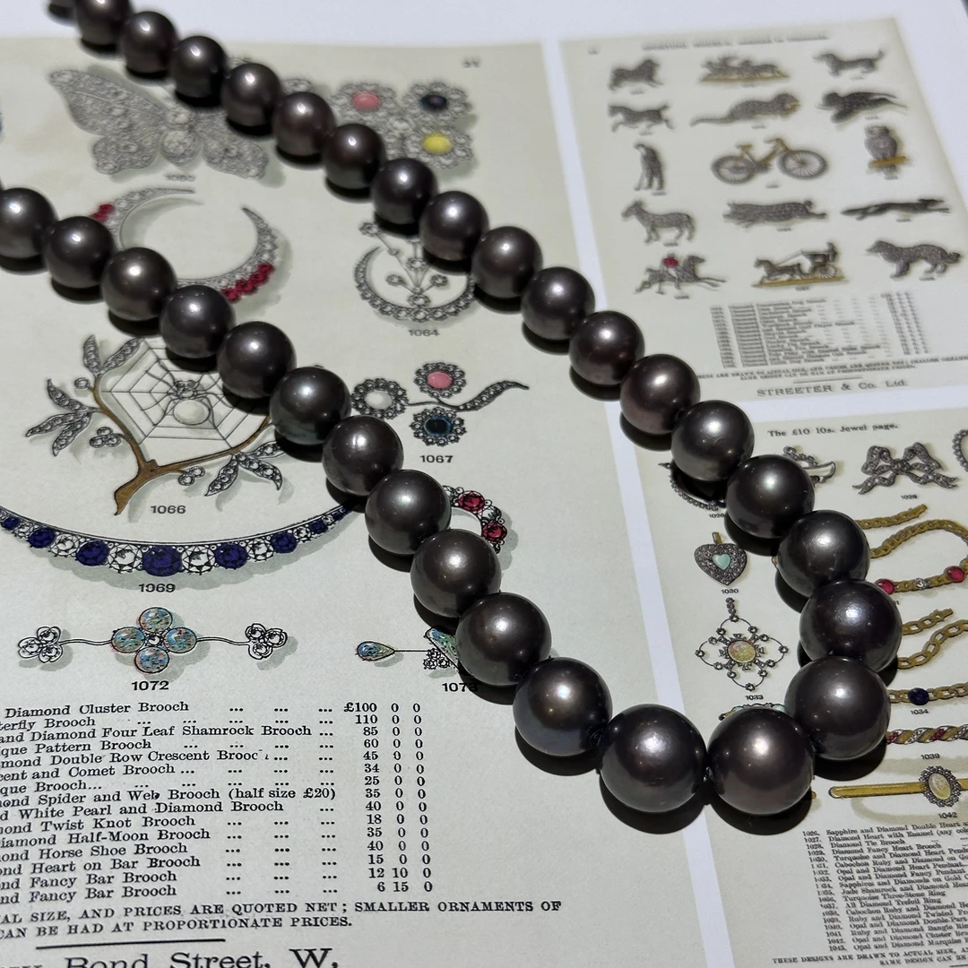 珍珠项链 日本拉贡灰棕色珠珠珍珠项链 约10-12mm ZB251147