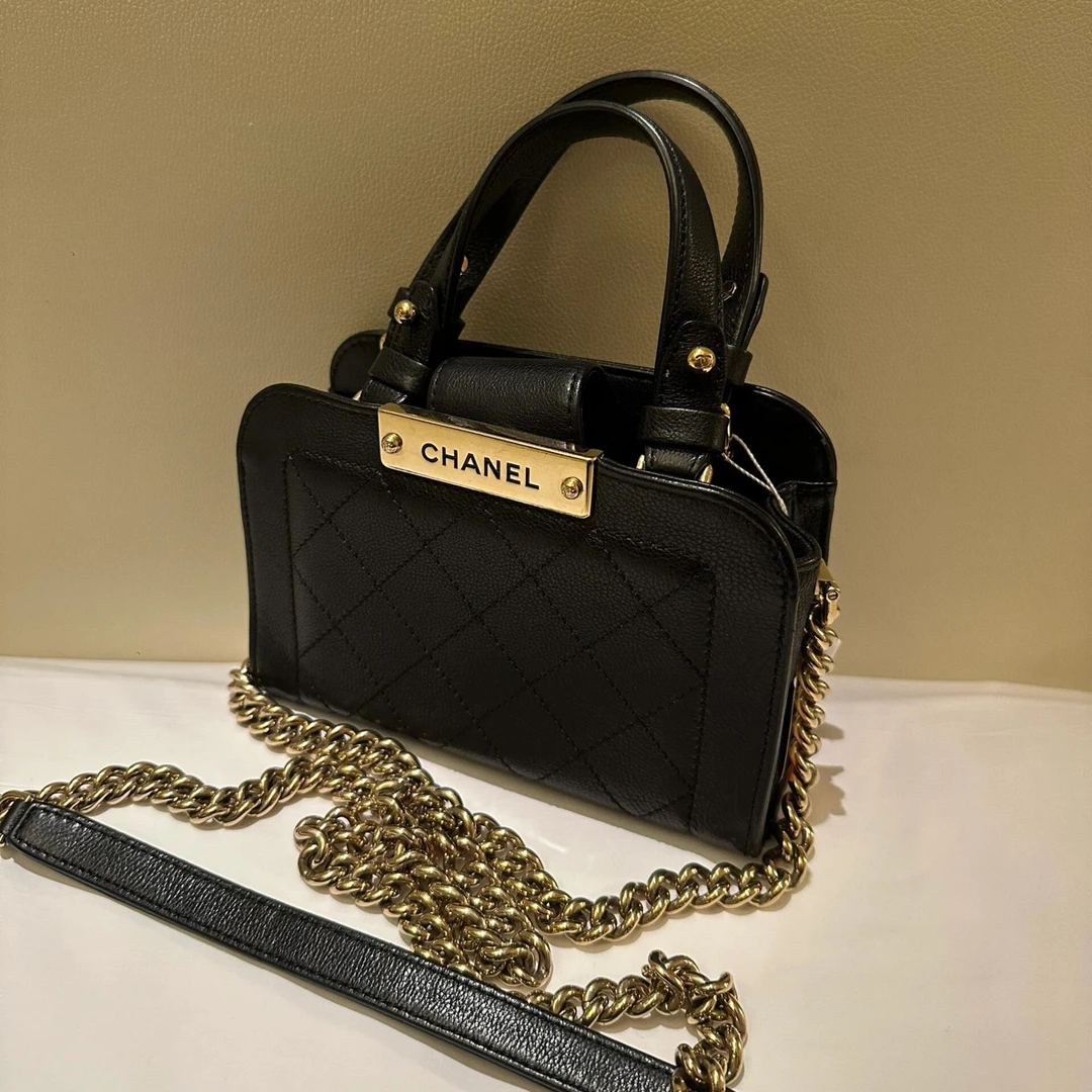 95新 Chanel/香奈儿 chanel 手提单肩包黑金牛/甄选