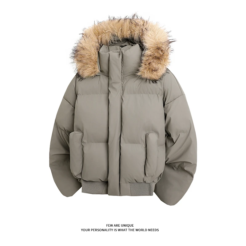 80-200斤毛领棉衣男士冬季加厚防水面包服青少年胖子宽松棉服棉袄