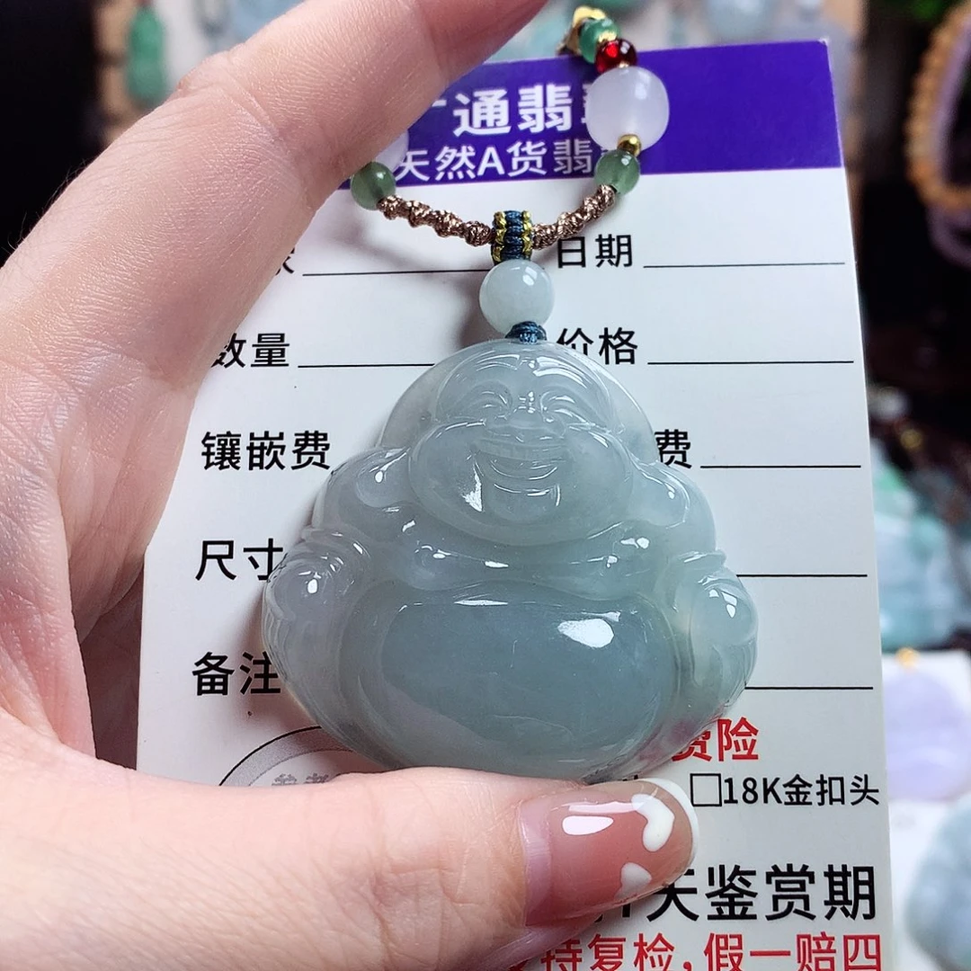 翡翠未镶嵌颈饰小**记佛公