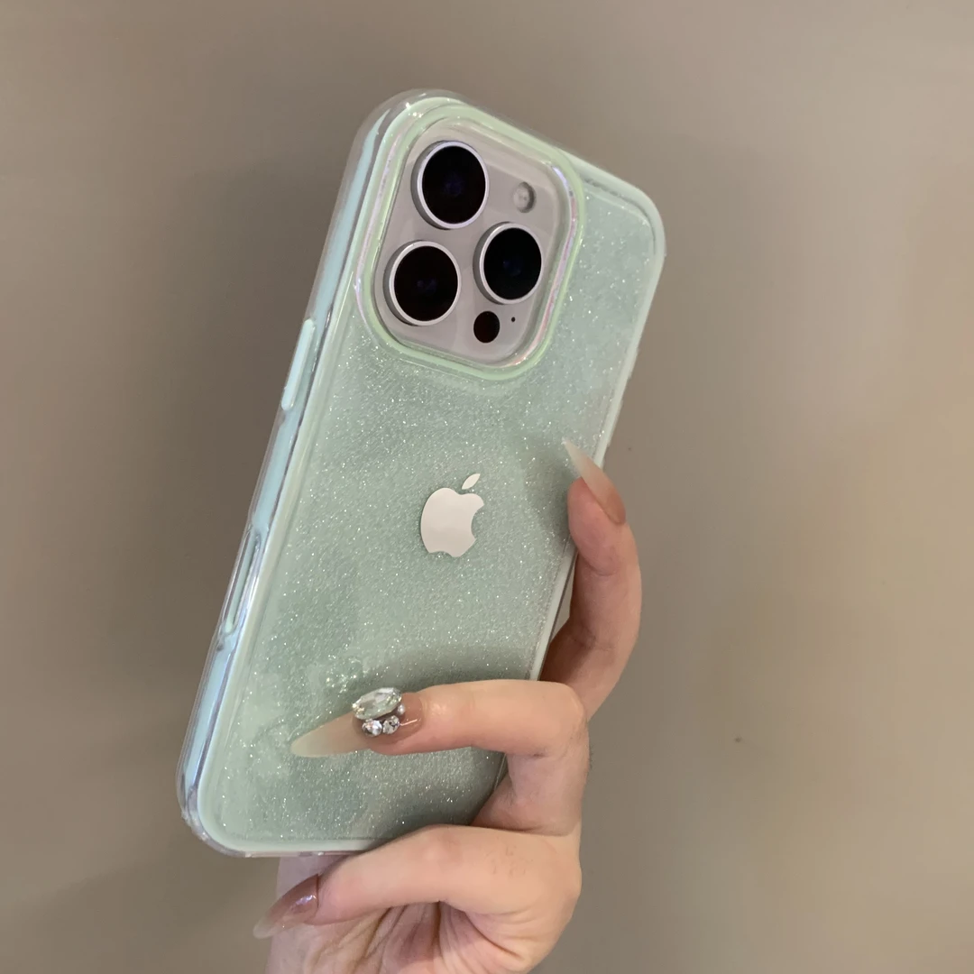 高颜值闪粉适用于苹果16promax手机壳15防摔13轻奢14防护套12/11.