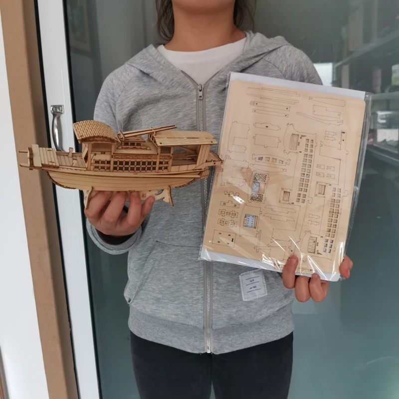 卓雅宝木南湖红船模型摆件工艺品手工拼装实木船儿童榫卯玩具