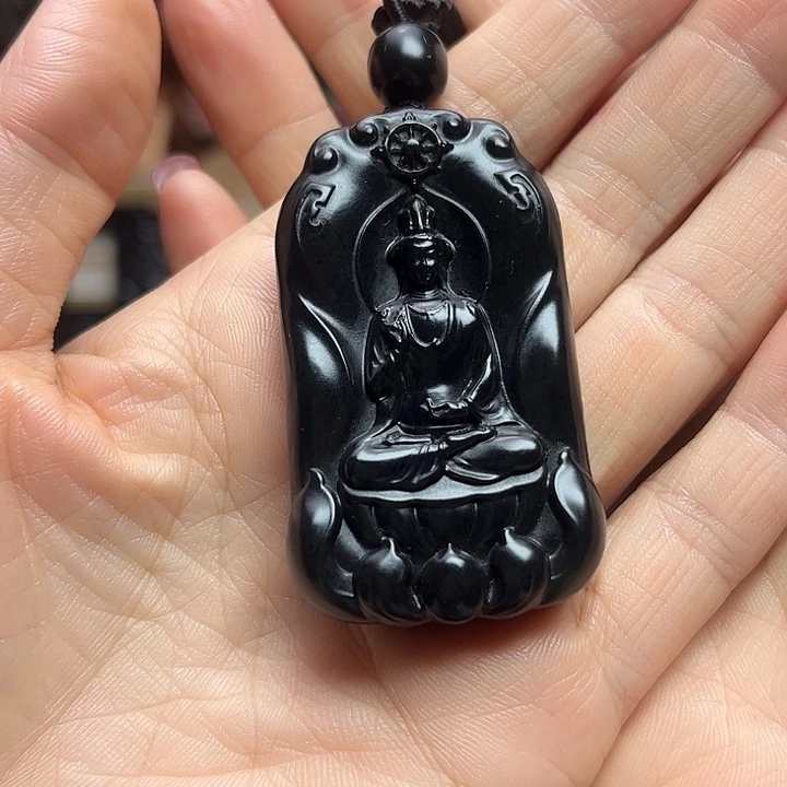 和田玉（墨玉）未镶嵌项圈观音牌