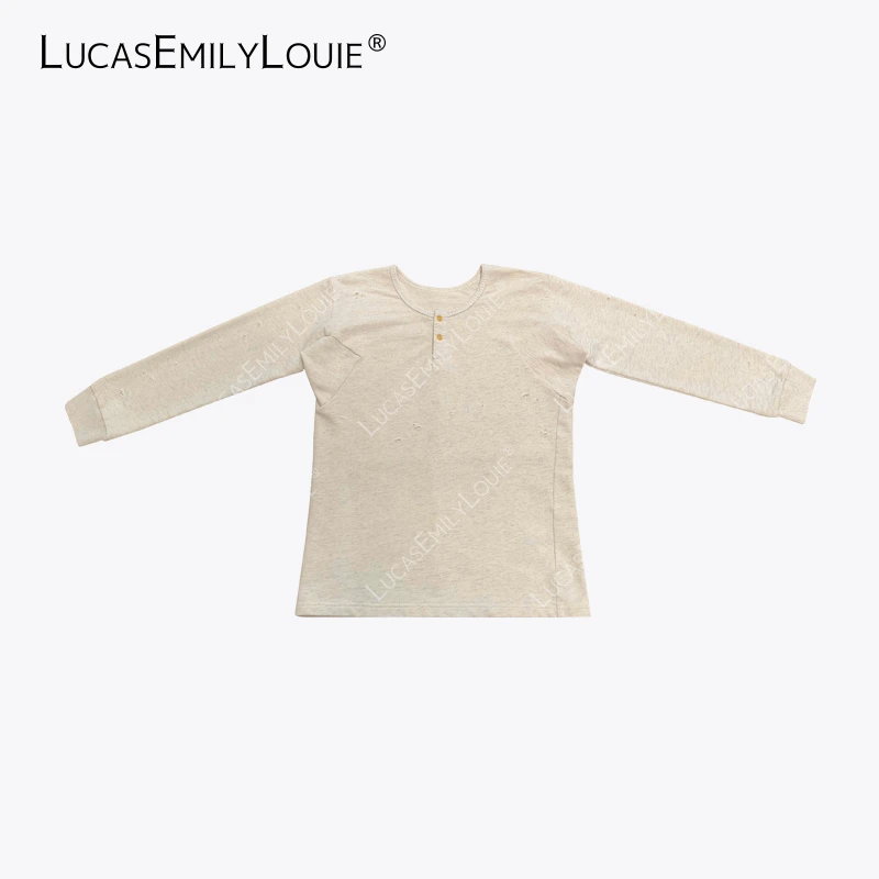 LUCASEMILYLOUIE 立体拼接剪裁虫咬线圈轻薄亨利领卫衣2410685