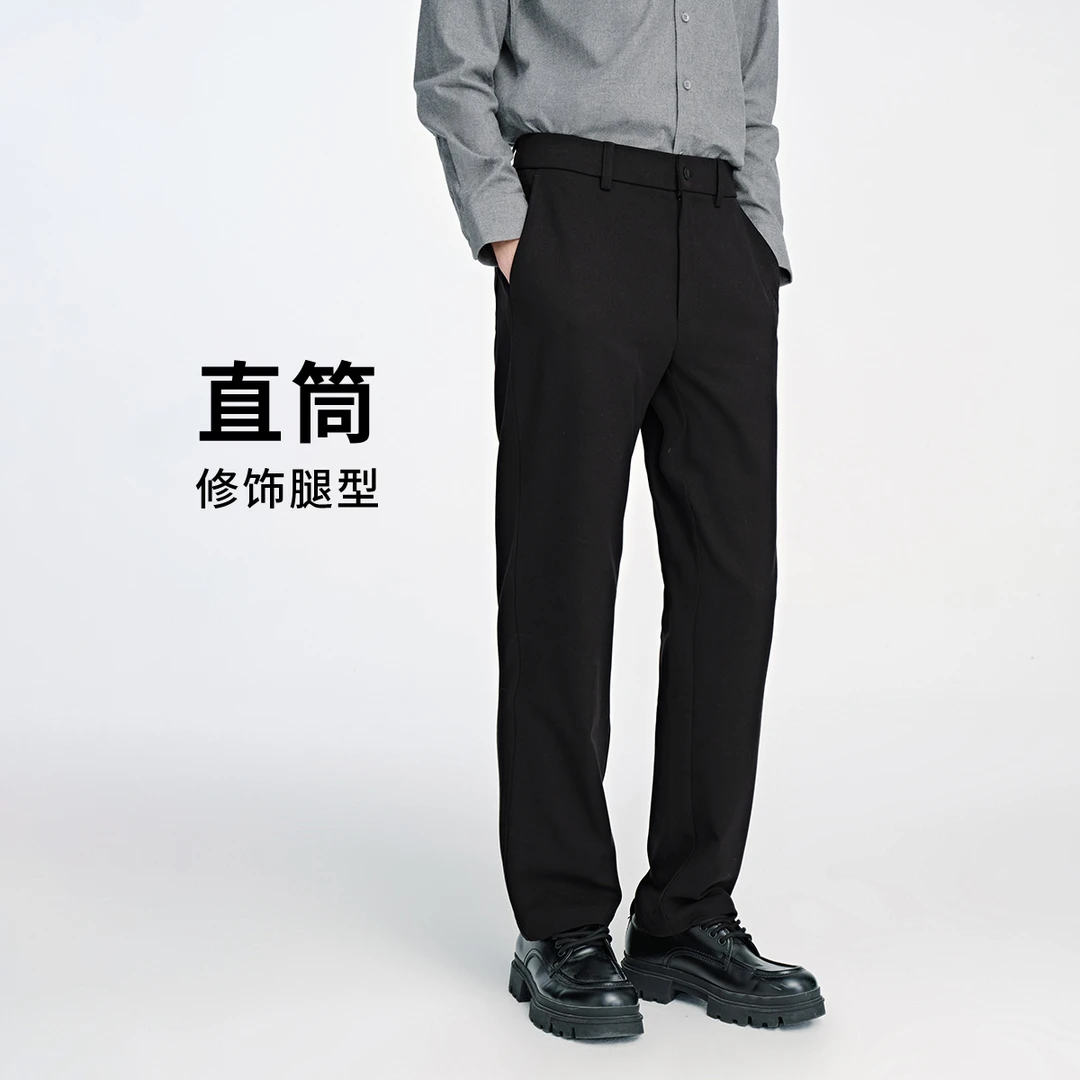 [明星同款]navigare意大利小帆船毛呢休闲裤子男斜纹西裤直筒长裤