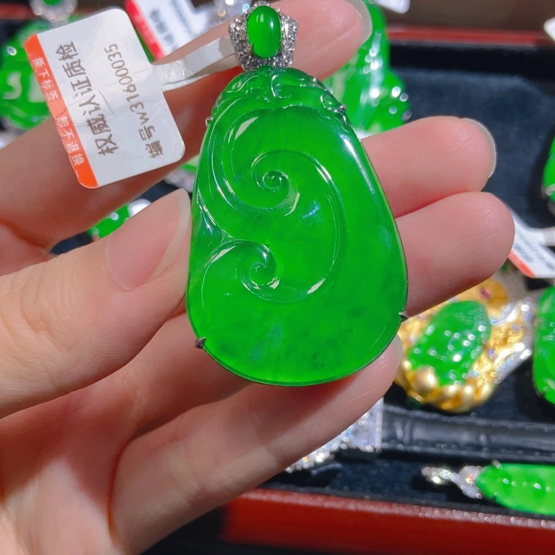 翡翠银S925镶嵌吊坠(不含链)
