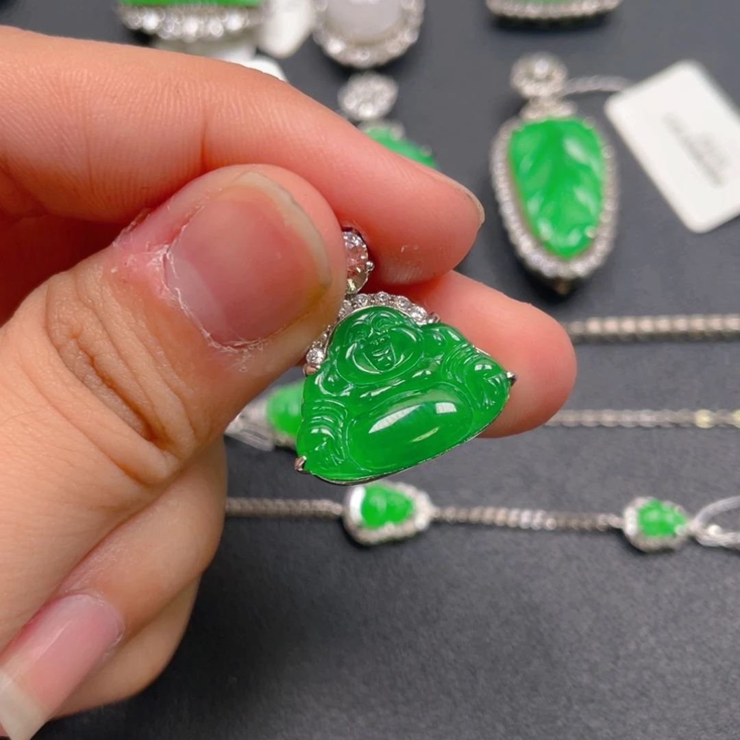 翡翠银S925镶嵌吊坠(不含链)
