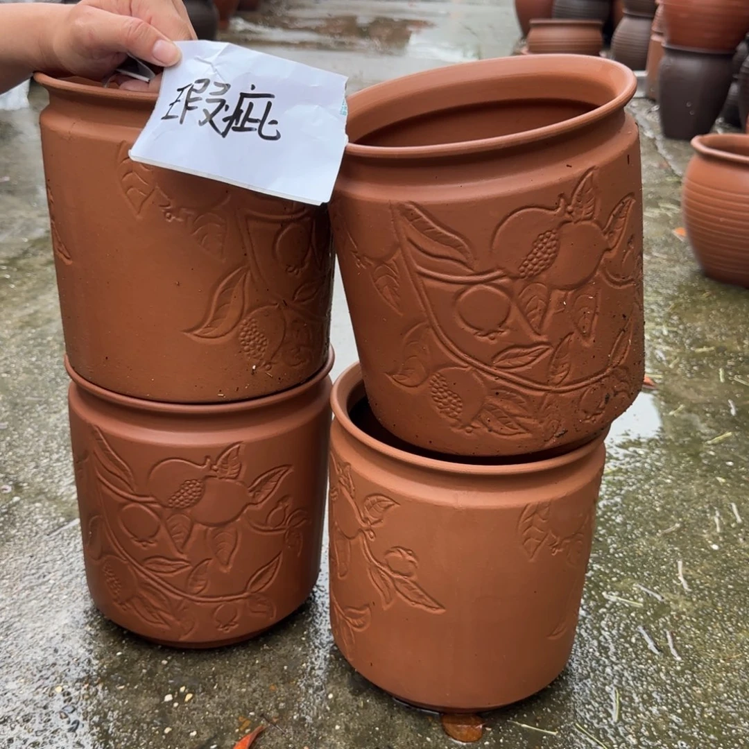 紫砂花瓶口20高23宜兴土陶瑕疵粗糙有色差