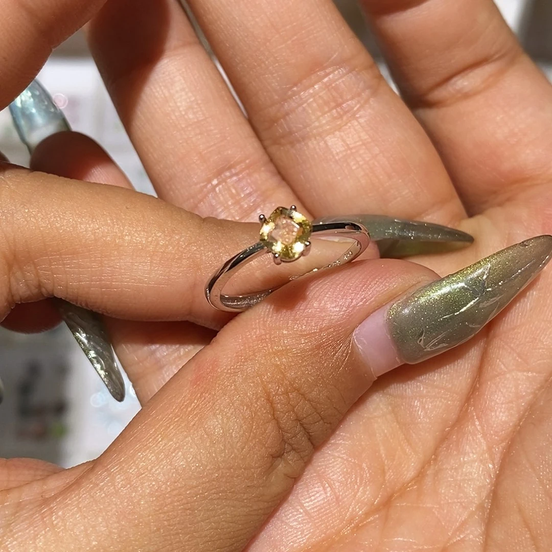 黄晶戒指银S925镶嵌～*?56788“