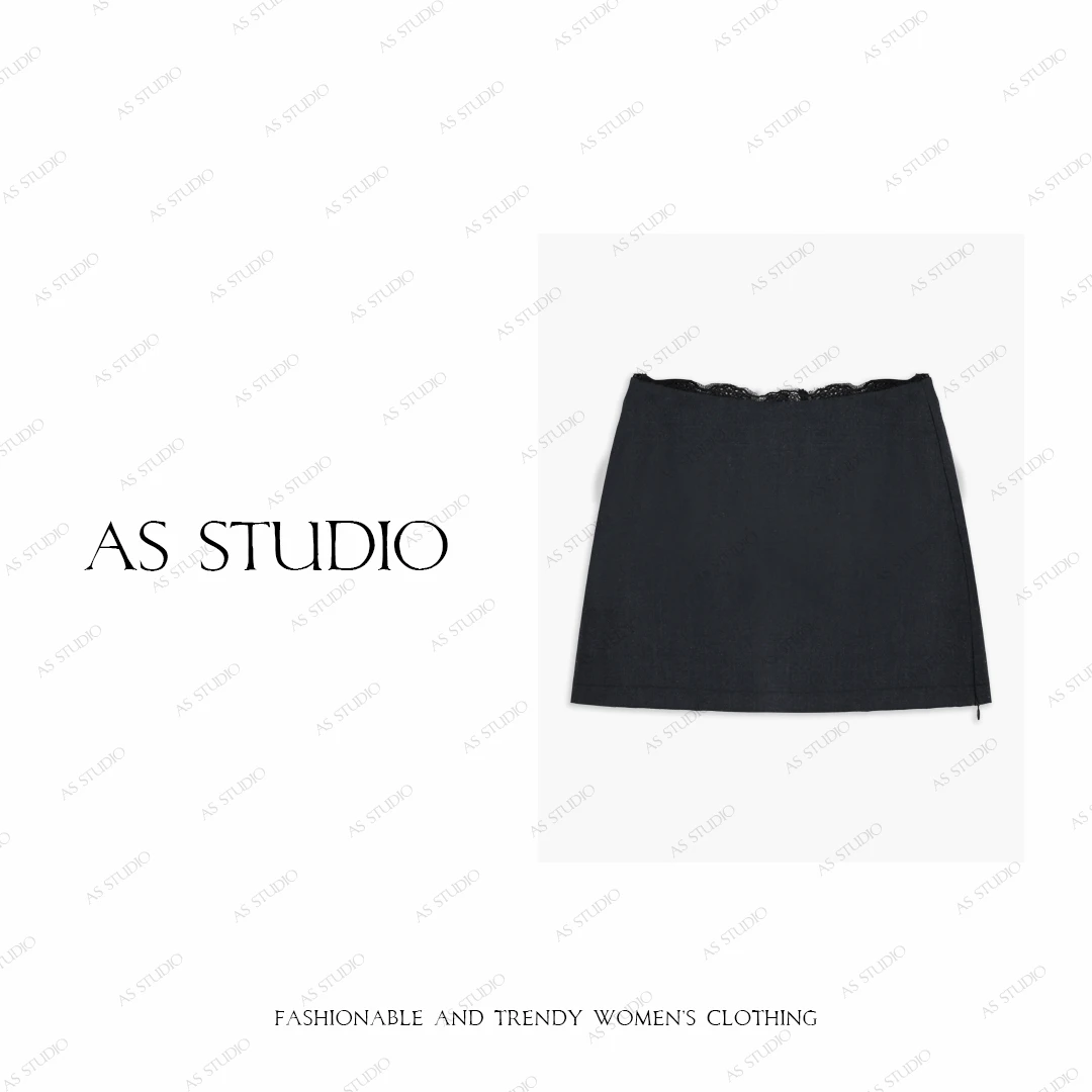 【AS冬丽】25新极简高智定制蕾丝拼接包臀半身裙裤AS25QDK03524