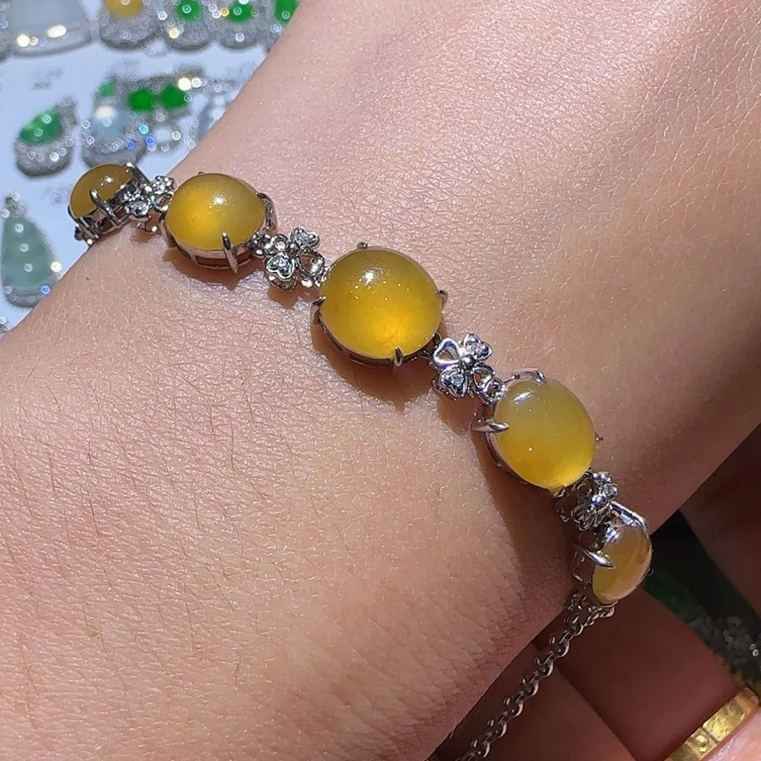 【闪购商品】18K金镶嵌手链翡翠天然