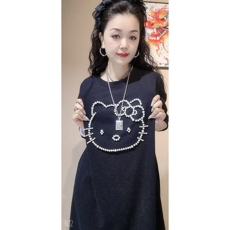 LMY KT猫钉珠长T连衣裙 #1512