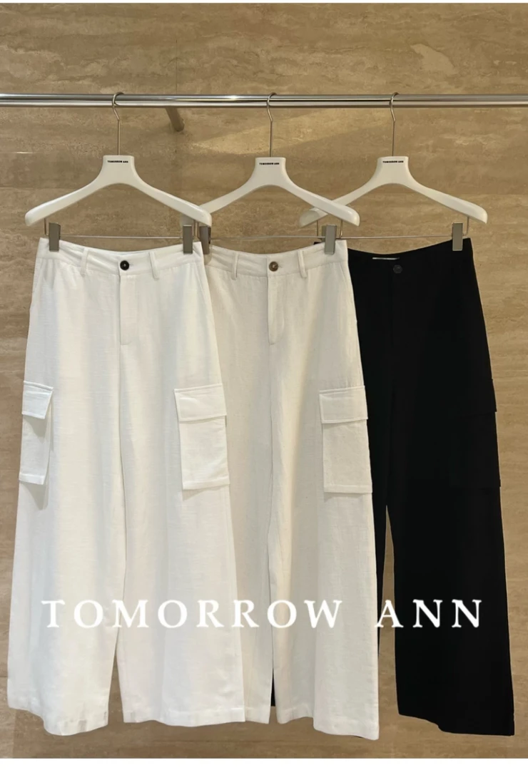 福秒- 含苎麻面料的高腰阔腿工装裤（TM11065#）TM