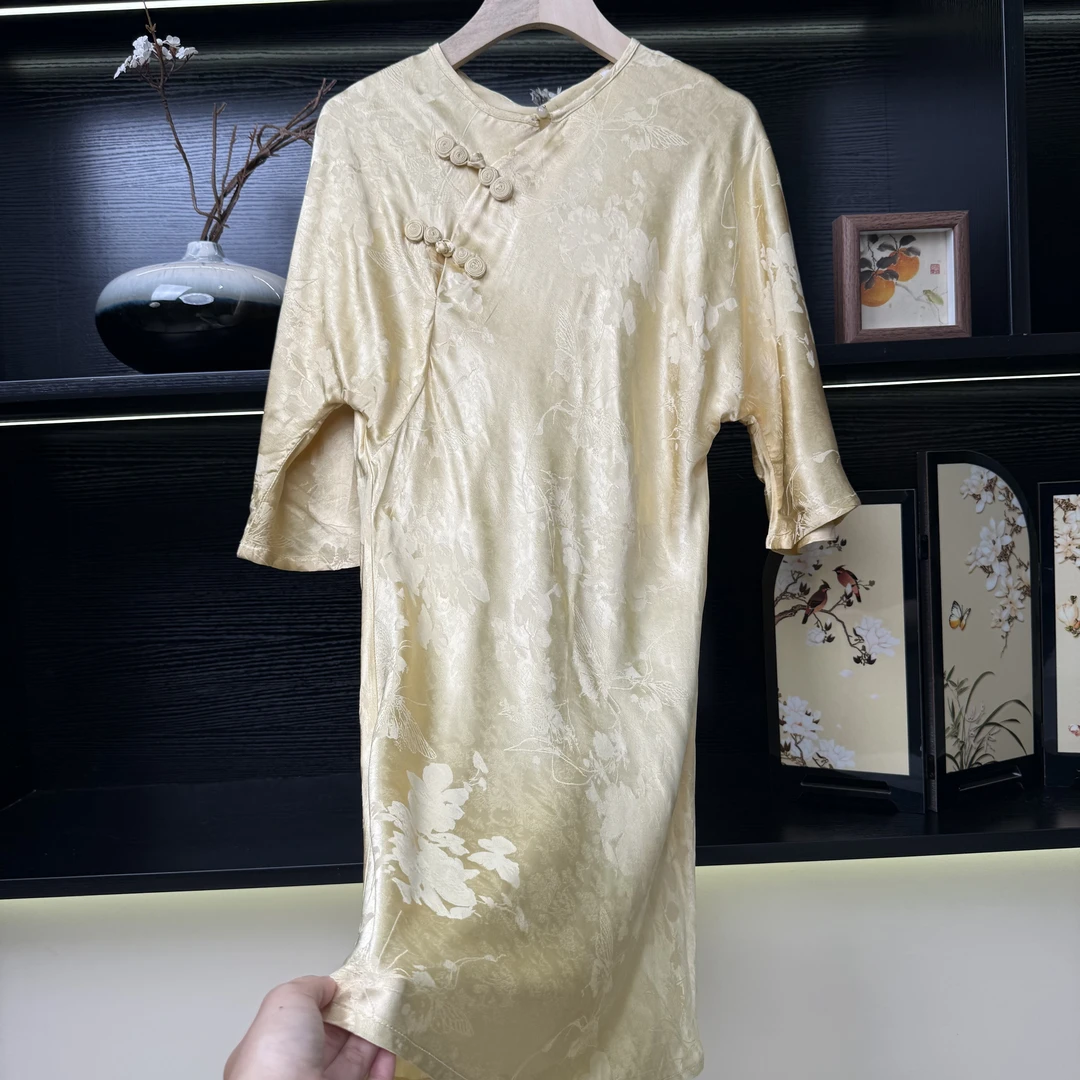 【芳缎】中式斜裁长款上衣2259