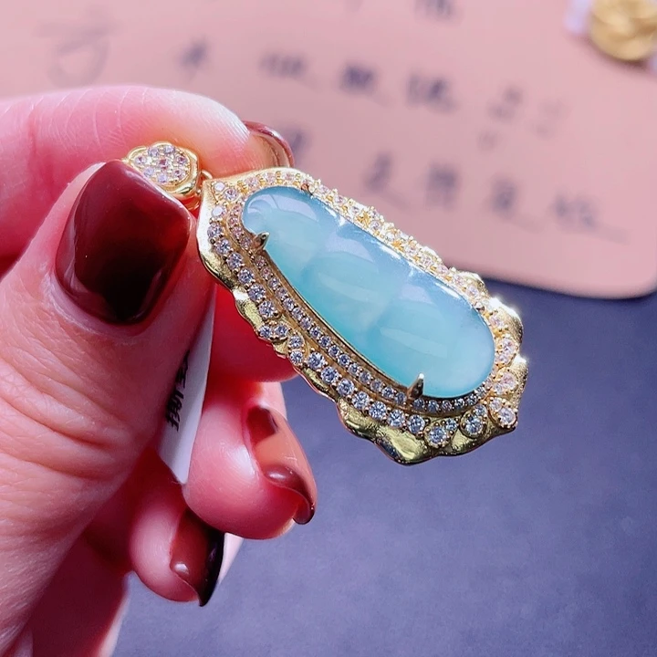 翡翠吊坠(不含链)银S925镶嵌