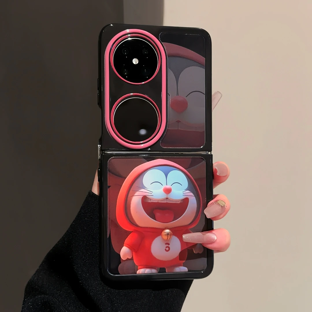 适用华为POCKET2手机壳奶油壳FINDN3FLIP叮当猫支架XFLIPpocketS