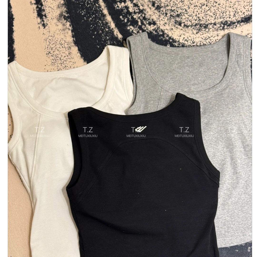 【婷子定制】~150小个子春夏款基础百搭自带胸垫刺绣背心B1117