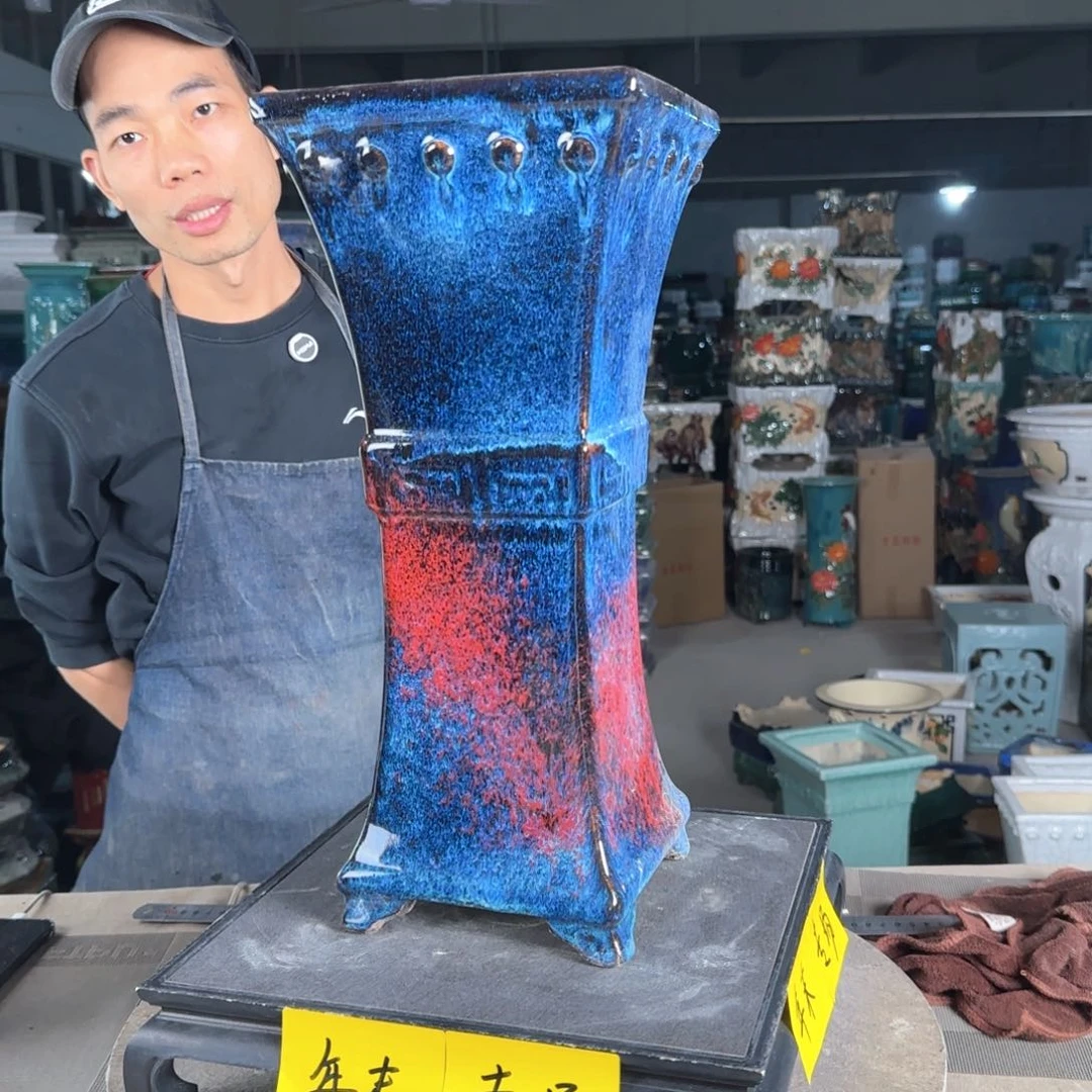 一风堂石湾花盆。芳*高温裂磕碰瑕疵