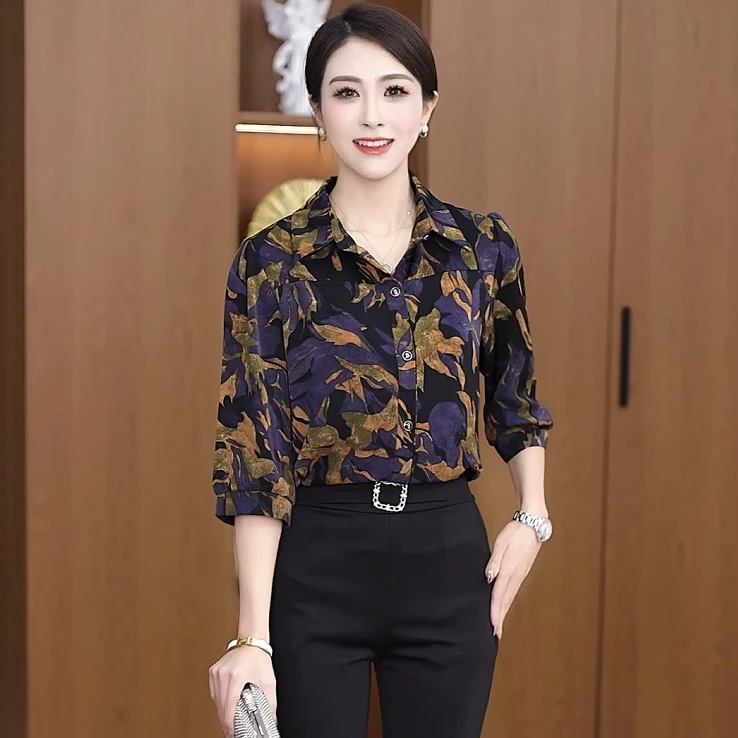 【新款上新-5】七分袖印花衬衫