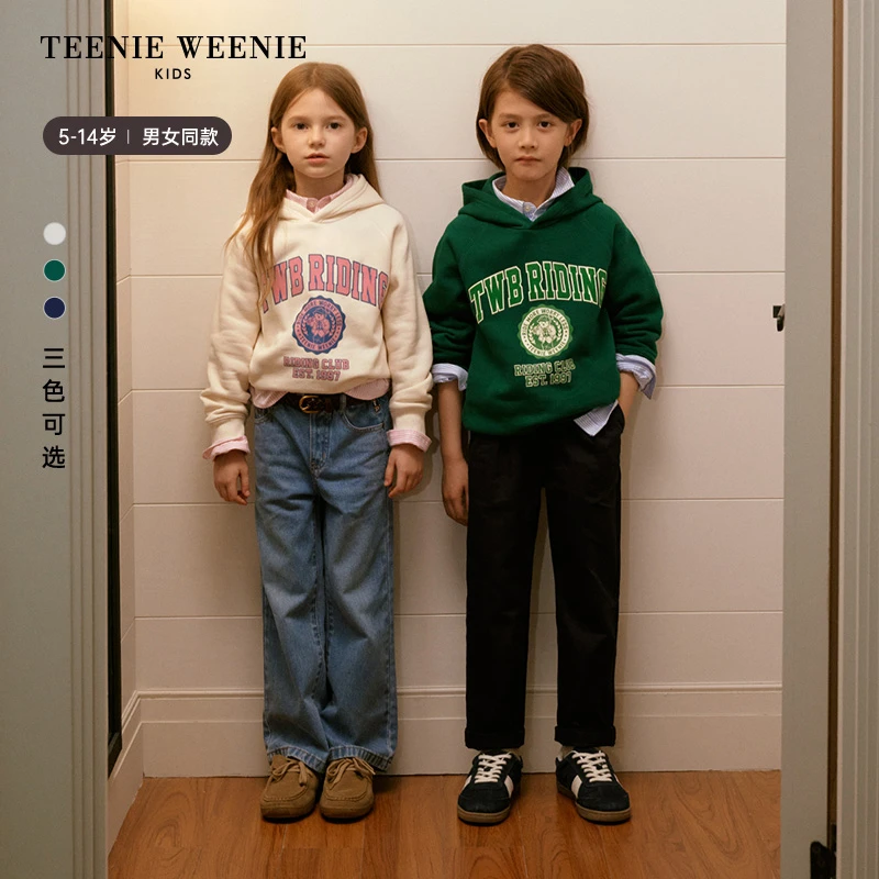 TeenieWeenieKids24年秋冬儿童连帽套头印花加绒卫衣TKMW247885I