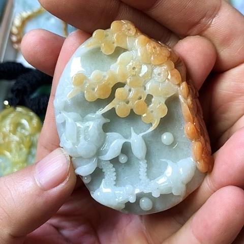 颈饰未镶嵌翡翠福豆豆珠宝翡翠颈饰