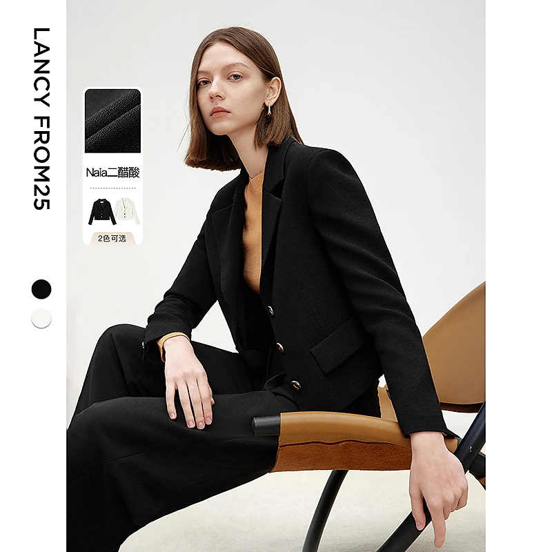 朗姿短外套醋酸短外套女法式小香风上衣高级感气质2025年春季新款
