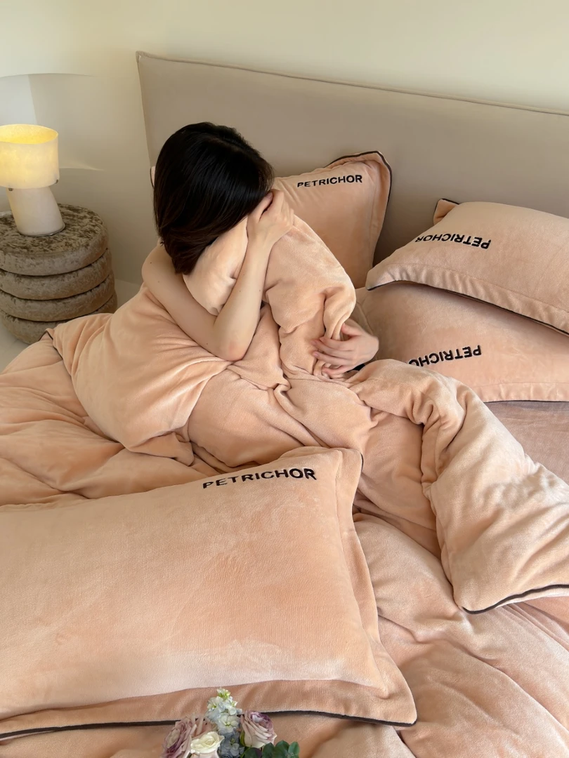 雅利娜1新款布朗尼牛奶绒双面绒四件套（可改床笠加绒工程师）被套