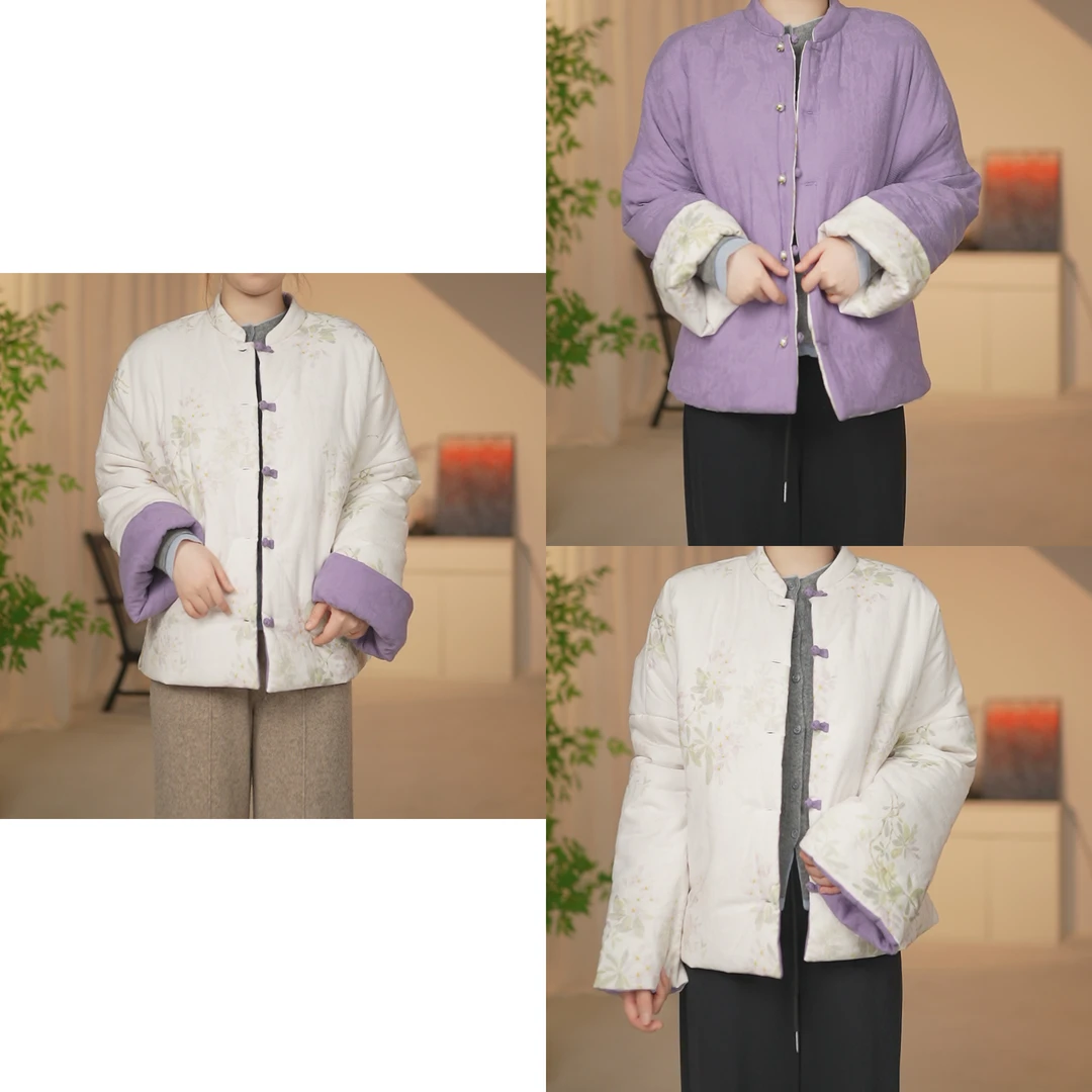 【两面穿】苎麻棉服双面同穿国风高定冬款手工夹棉加厚外套