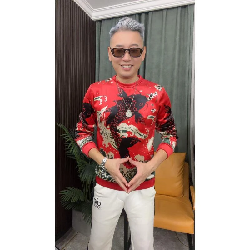 卫衣春秋季男上衣打底衫男士男装长袖网红时尚百搭潮流短绒圆领