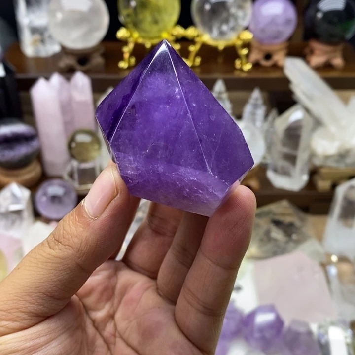 天然紫水晶柱摆件