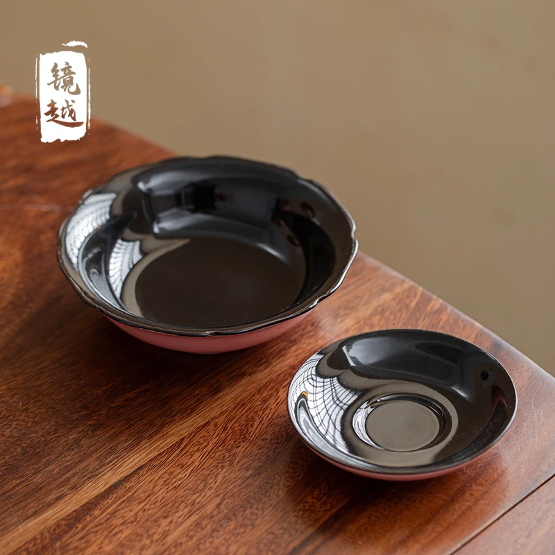 珊瑚粉壶承中式干泡盘手工小茶台女士用陶瓷茶托杯垫茶道配件