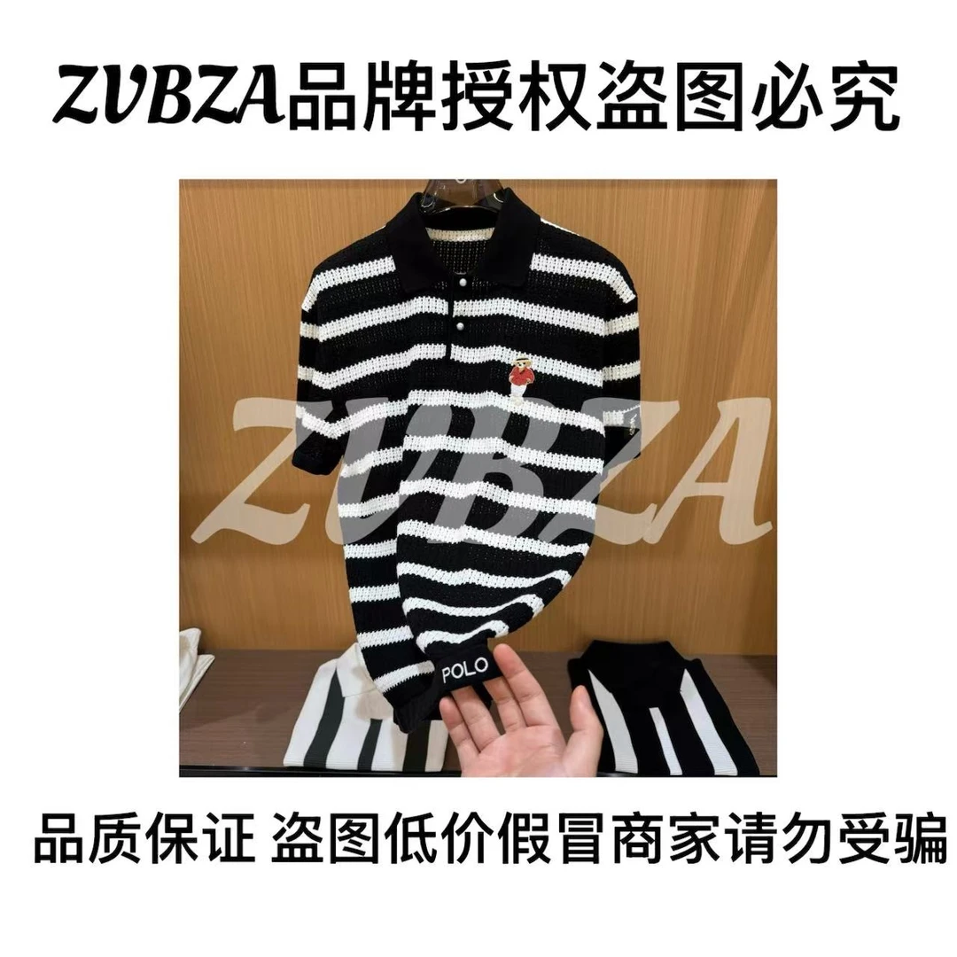 FOREPAS.2025新款黑白竖纹拼色POLO衫舒适男女同款.015（双专属）