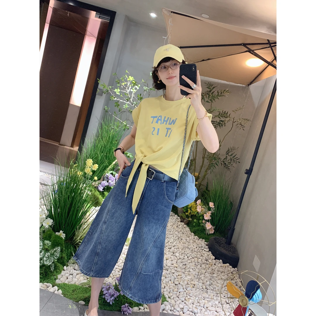 【骆小姐私服】2025减龄短袖t恤夏新款宽松显瘦印花字母打底衫上衣