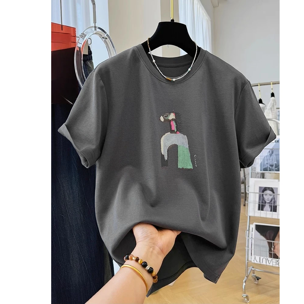 超好看卡通印花减龄休闲短袖T恤女夏季半袖打底衫单穿洋气上衣ins