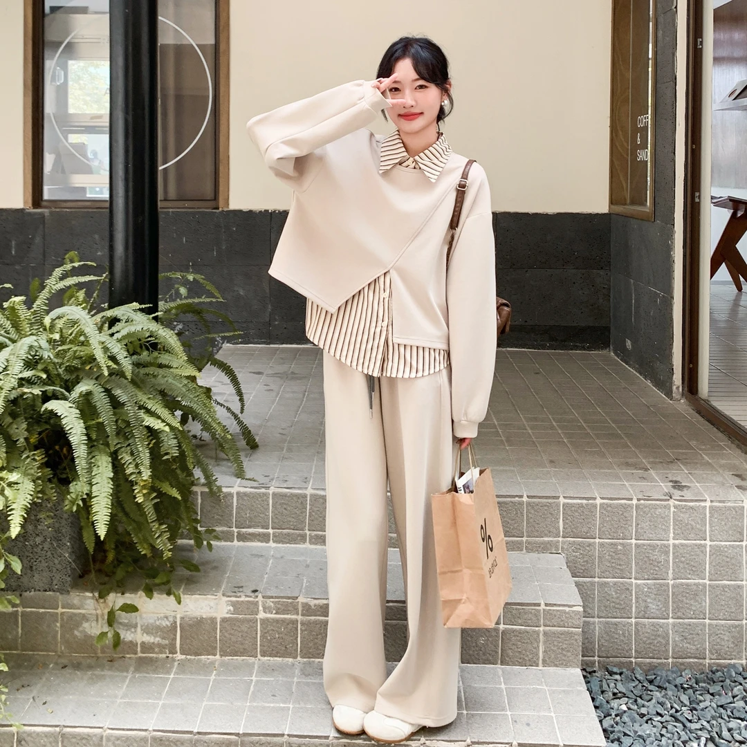 2025韩版静奢风宽松休闲三件套时尚套装小个子秋冬